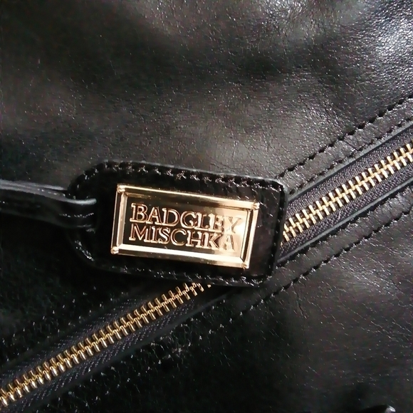 Badgley Mischka black genuine leather tote bag - Picture 5 of 11